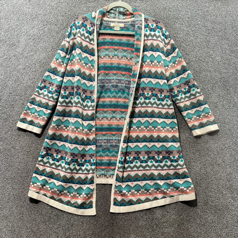 Natural Reflections Cardigan Sweater Women XL Aztec Southwestern Open Front